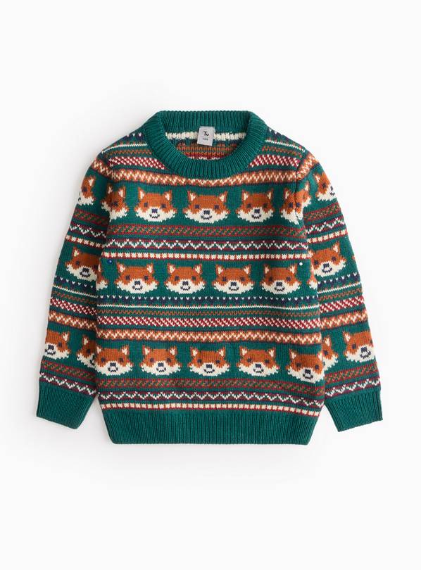 Novelty Green Fox Knitted Jumper 3-4 years